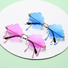 Whimsical Cloud-Shaped Sunglasses with Dangling Charms
