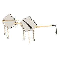 Whimsical Cloud-Shaped Sunglasses with Dangling Charms
