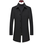 Men's Slim-Fit Wool Blend Overcoat - Classic Winter Outerwear
