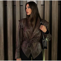 Belted PU Leather Jacket - Trendy & Chic Fall Fashion