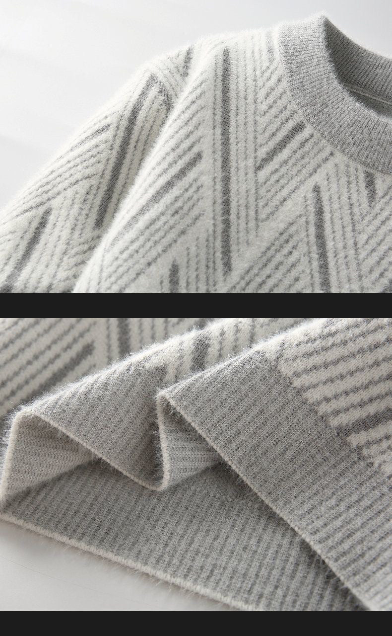 Men's Chevron Knit Sweater - Cozy & Stylish Fall Fashion