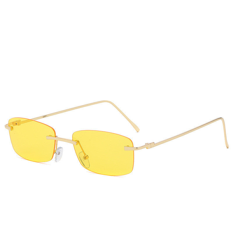 Stylish Gold-Tone Rimless Square Eyeglasses with Gradient Lenses