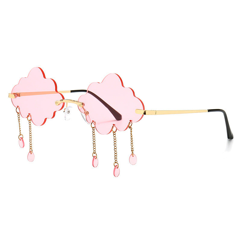 Whimsical Cloud-Shaped Sunglasses with Dangling Charms