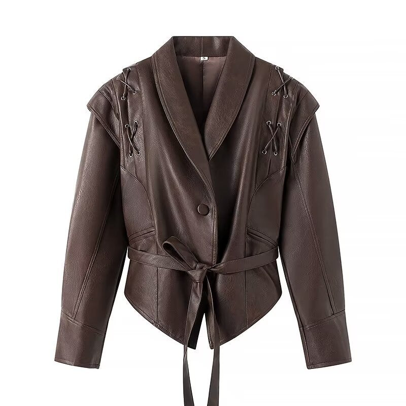 Belted PU Leather Jacket - Trendy & Chic Fall Fashion