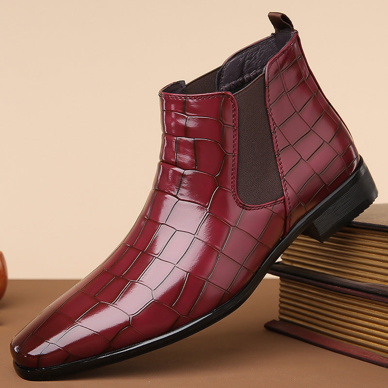 Sophisticated Crocodile Embossed Leather Chelsea Boots Mamiza