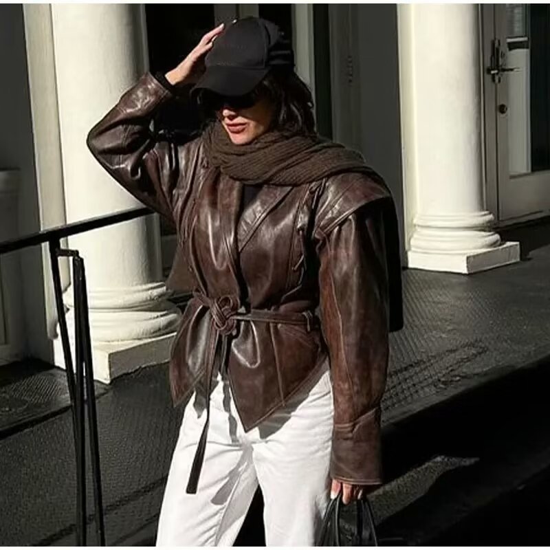 Belted PU Leather Jacket - Trendy & Chic Fall Fashion