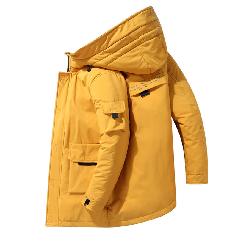 Men's Long Hooded Puffer Jacket - Warm & Stylish