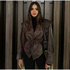 Belted PU Leather Jacket - Trendy & Chic Fall Fashion